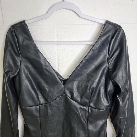 Wolf & Badger Maison Bogomil Black Noir Muse Eco Leather Dress NEW Size Large - Picture 10 of 16
